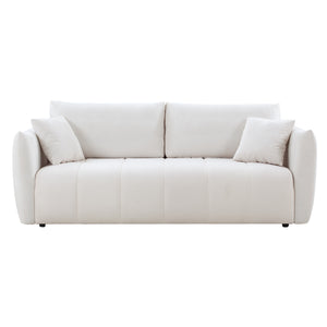 85'' Modern Fabric Sectional Couch Sofa 3 Seater Sofa with 3 Pillows for Living Room, bedroom, livingroom Beige