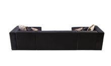 Load image into Gallery viewer, Velvet Modular U Shaped Four Piece Sofa Chaise Sectional With Toss Pillows - Black
