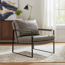 Load image into Gallery viewer, Faux Leather And Black Arm Chair 27" - Dark Gray
