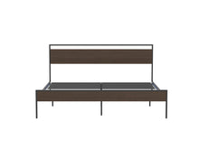 Load image into Gallery viewer, Ceres Metal Bed, Black with Walnut wood Headboard&amp;Footboard, King
