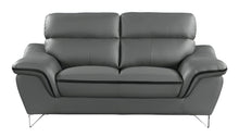 Load image into Gallery viewer, Silver Legs Leather Sofa - Gray
