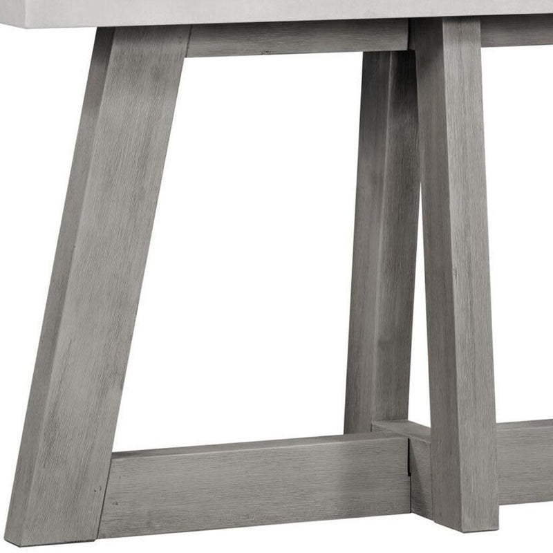 Concrete And Solid Wood Trestle Console Table - White And Gray
