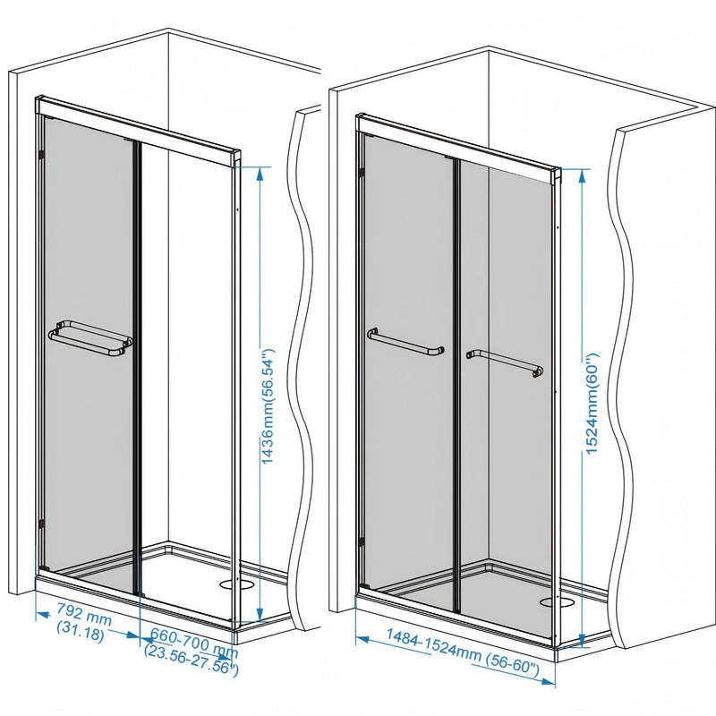 Double Sliding Shower Door With Explosion Proof Film