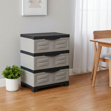 Load image into Gallery viewer, 30" Heavy Duty Plastic Three Drawer Utility Cabinet - Black / Gray

