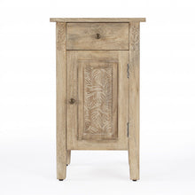 Load image into Gallery viewer, Solid Wood End Table With Cabinet And Drawer - Natural Brown

