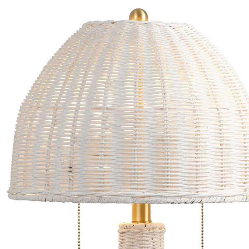 Lantern Bedside Lamp With Dome Shade - White