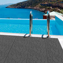 Load image into Gallery viewer, Stone Texture Patio Deck Tiles, Diy Interlocking Floor Tiles (Set of 44) - Dark Gray

