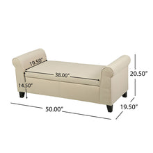 Load image into Gallery viewer, Glistening - Upholstered Storage Bench With Rolled Arms And Wood Legs - Beige
