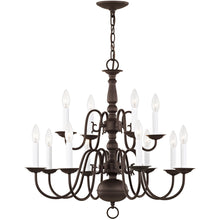 Load image into Gallery viewer, 23" Twelve Light Dimmable Chandelier With Shades - Bronze
