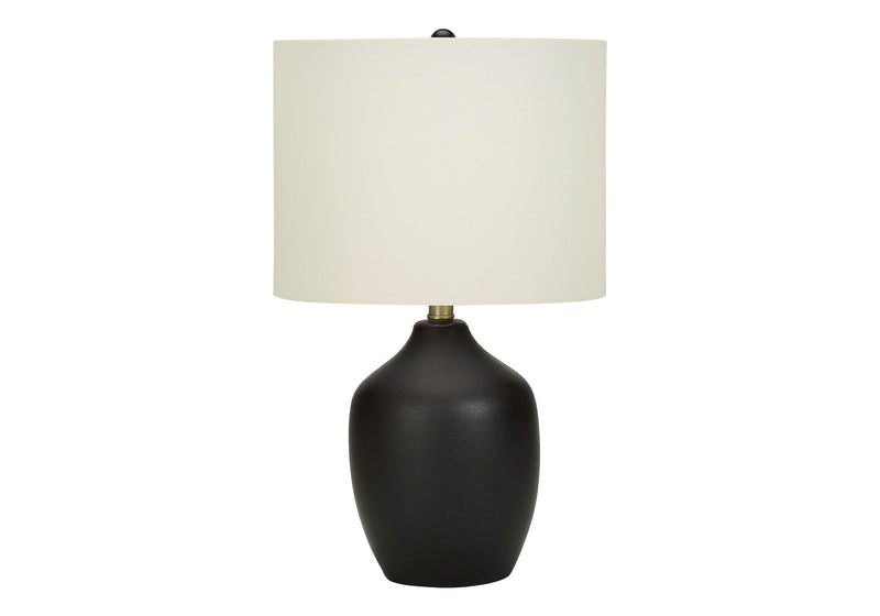 22" Ceramic Urn Table Lamp With Ivory Drum Shade - Black