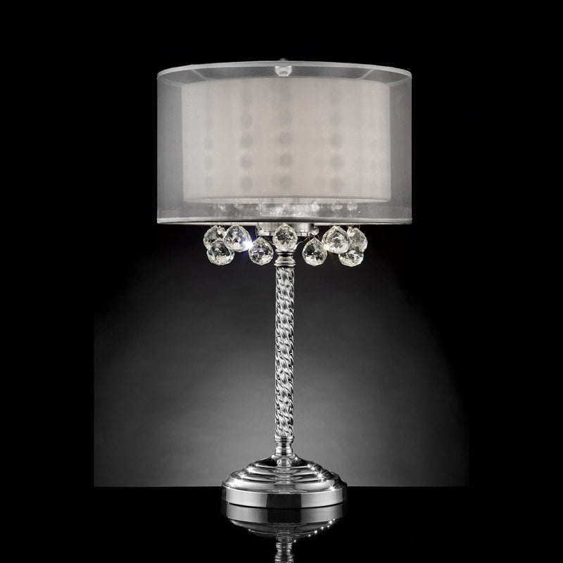 Chic Tall Table Lamp With Crystal Accents And Silver Shade - Silver