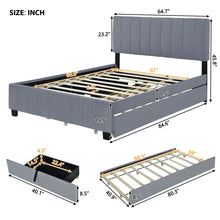 Load image into Gallery viewer, Platform UpholsteredBed With 2 Drawers And Twin Long Trundle
