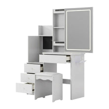 Load image into Gallery viewer, 35" Wood Lighted Vanity 4 Drawer Dresser - White
