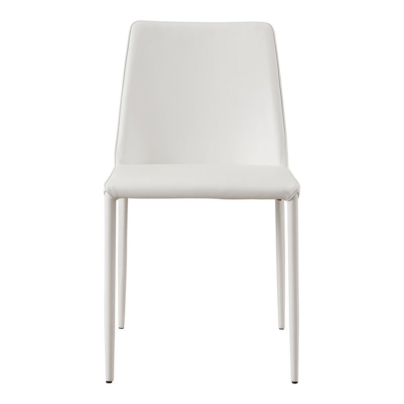 Solid Back Upholstered Faux Leather Dining Side Chairs (Set of 2) - White