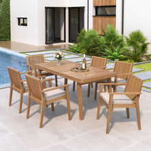 Load image into Gallery viewer, 7 Piece Patio Furniture Set Acacia Wood Table And 6 Heavy Duty Cushioned Chairs
