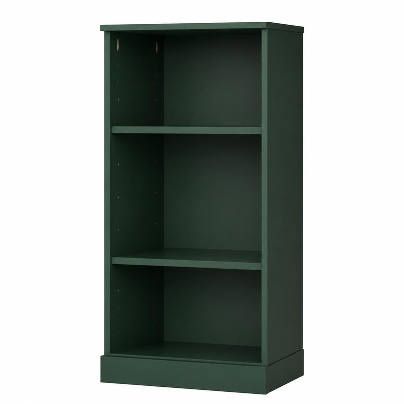 Solid Wood Adjustable Three Tier Library Bookcase - Green
