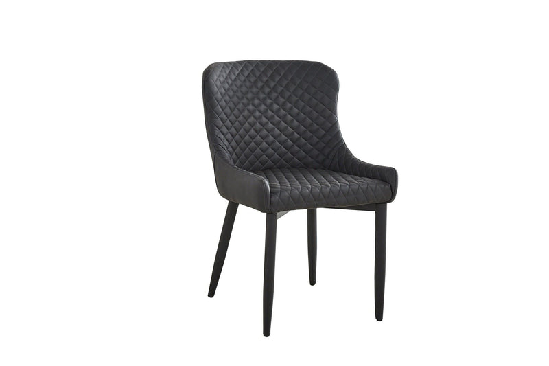 Tufted Upholstered Faux Leather Dining Side Chairs (Set of 4) - Dark Gray / Black