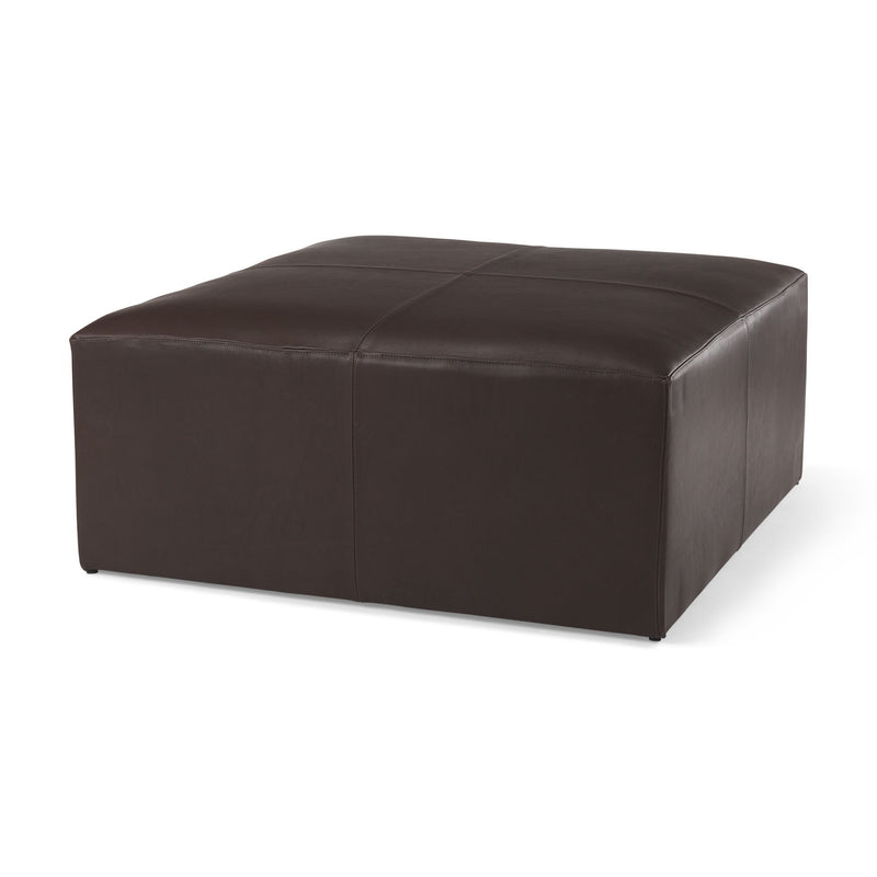 Plywood Genuine Leather Cocktail Ottoman - Brown