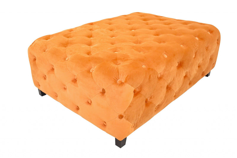 Velvety Modern Square Coffee Table - Orange
