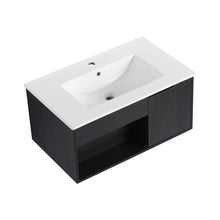 Load image into Gallery viewer, Wall Mounted Floating Bathroom Vanity With Open Shelf &amp; Soft Close Door
