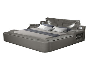 Zoya Smart Multifunctional Queen Size Bed Made with Wood in Gray