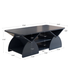 Load image into Gallery viewer, Geometric Engineered Coffee Table With Rounded Corners With Open Shelves
