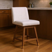 Load image into Gallery viewer, 26" Solid Wood Swivel Bar Height Bar Chair - Beige And Brown
