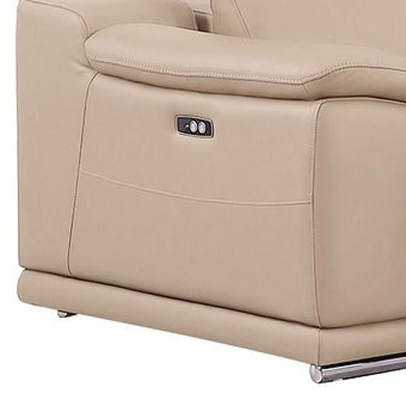 Leather Modular L Shaped Five Piece Corner Sectional - Beige