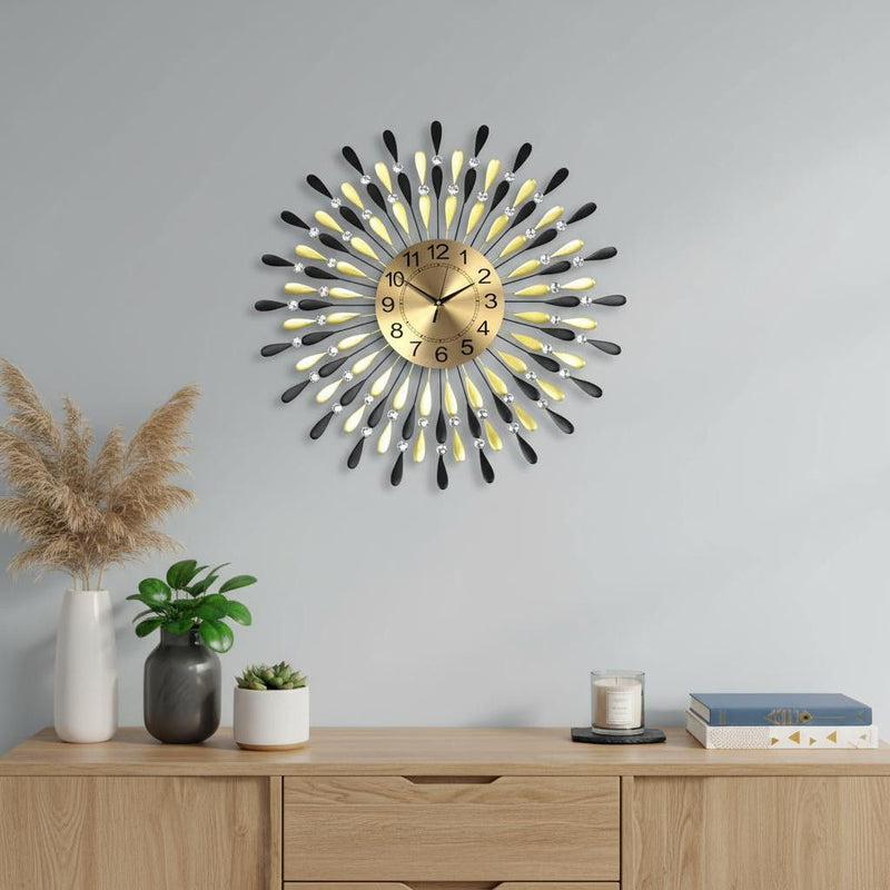 Silent Analog Starburst Wall Clock (626376) - Gold / Black
