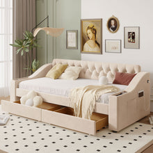 Load image into Gallery viewer, Upholstered Daybed With Storage Armrests And USB Port
