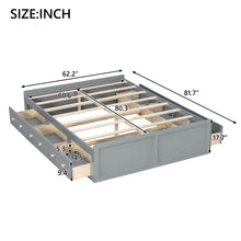 Load image into Gallery viewer, Queen Size Platform Bed Frame With 6 Drawers - Gray
