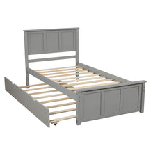 Load image into Gallery viewer, Platform Bed With Twin Trundle And Frame, Twin Size - Gray
