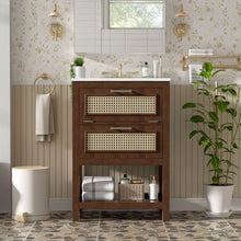 Load image into Gallery viewer, Modern Bathroom Vanity With Integrated Sink, Cabinet With 1 Deep Drawer And 1 Tip-Out Drawer
