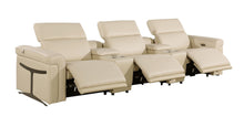 Load image into Gallery viewer, Top Grain Leather Reclining Metal USB Sofa (720364) - Beige
