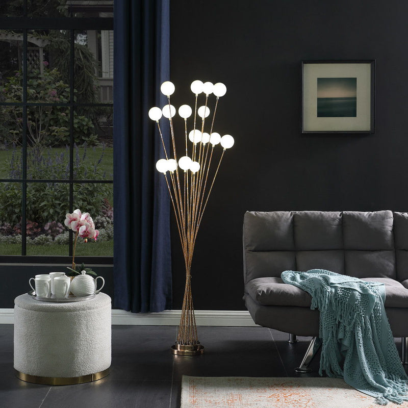 Contemporary Multi Light LED Floor Lamp - Golden Chrome