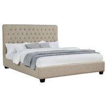 Load image into Gallery viewer, Upholstered California King Bed With Tufted Headboard And Birch Legs - Oatmeal
