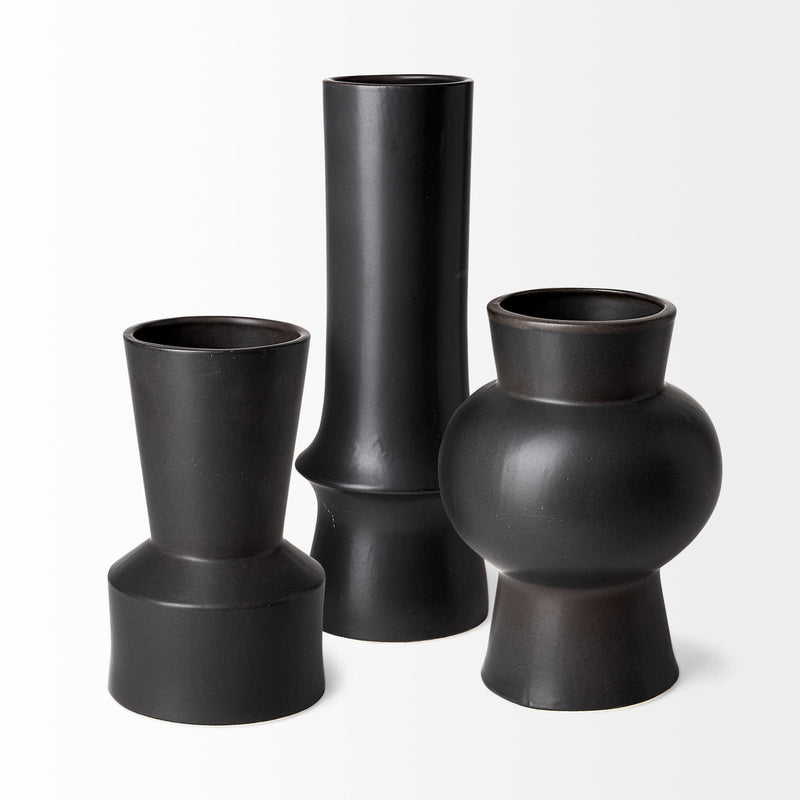 Abstract Cylinder Table Vase (397543) - Black