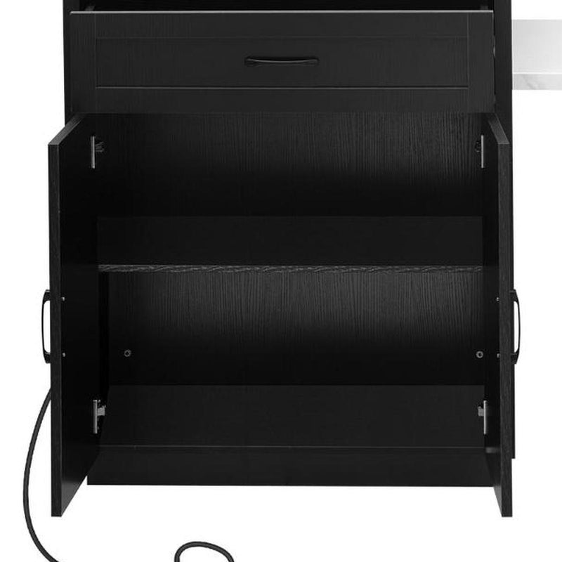 Brown And Wood Flat Door Kitchen Cart - Black