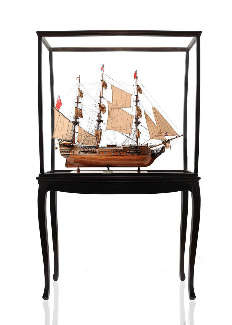 Hand Painted HMS Surprise 1796 Large Floor Display Case Model Boat - Brown