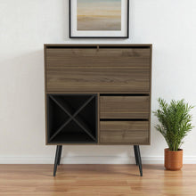 Load image into Gallery viewer, 46" Wood Console Bar Cabinet With Single Door And Two Drawers - Dark Brown And Black
