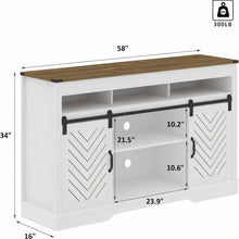 Load image into Gallery viewer, TV Stand With Sliding Barn Doors And Adjustable Storage - White / Oak

