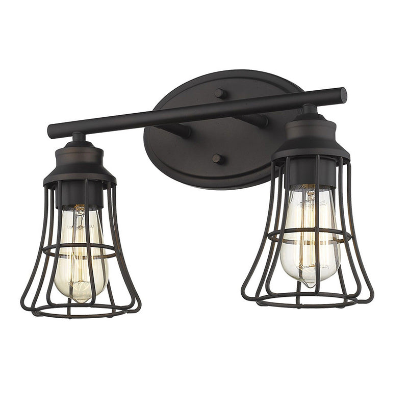 Two Light Cage Wall Light - Bronze