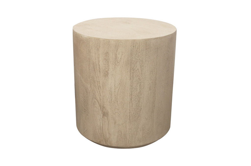 20" Distressed Solid Wood Round Pedestal End Table - Natural