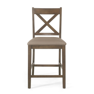 Farmhouse Style Counter Height Chair With Upholstered Seat