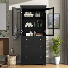 Load image into Gallery viewer, Freestanding Tall Bathroom Cabinet With Adjustable Shelves, Drawers, Soft Close Glass Doors
