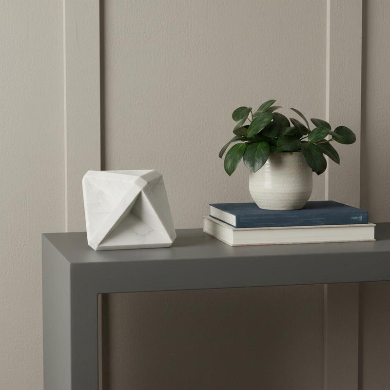 Marble Geometric Square Sculpture - White