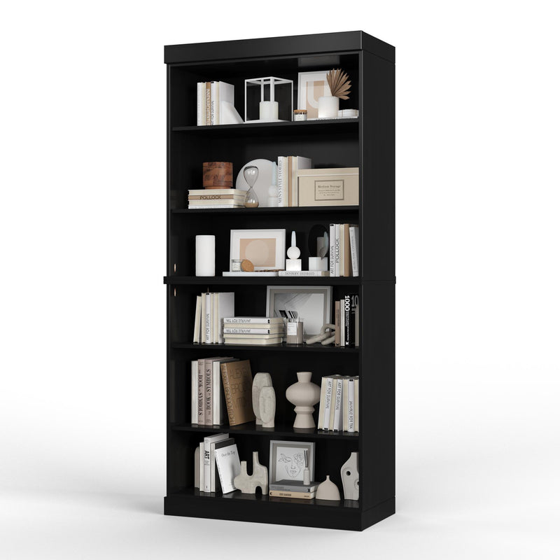 Adjustable Six Tier Library Bookcase - Black