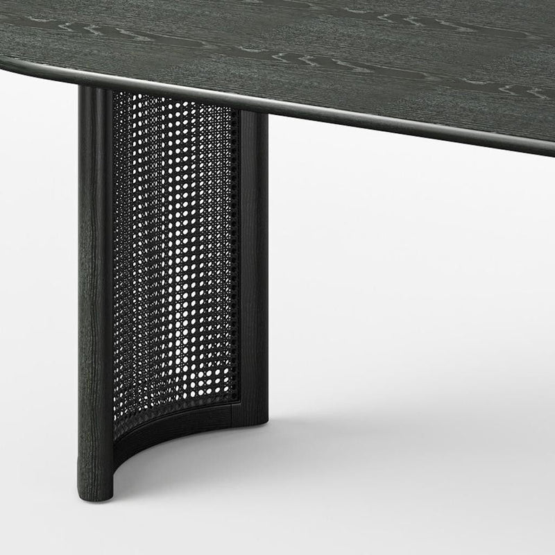 79" Solid Wood Dining Table With Double Pedestal Base Oval - Black
