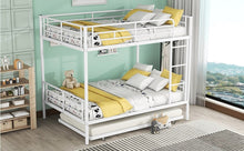 Load image into Gallery viewer, Full Over Full Metal Bunk Bed with Trundle, White
