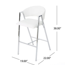 Load image into Gallery viewer, Modern Bar Stools With Low Back And Arms And Durable Metal Frame (Set of 2) - Ivory
